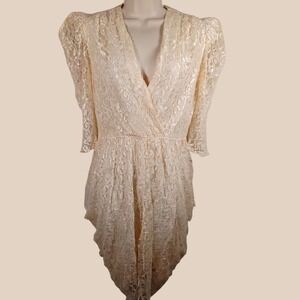 Diamonds Run Vintage 1960s Dainty Lace Overlay Victorian Romantic Tulip Dress